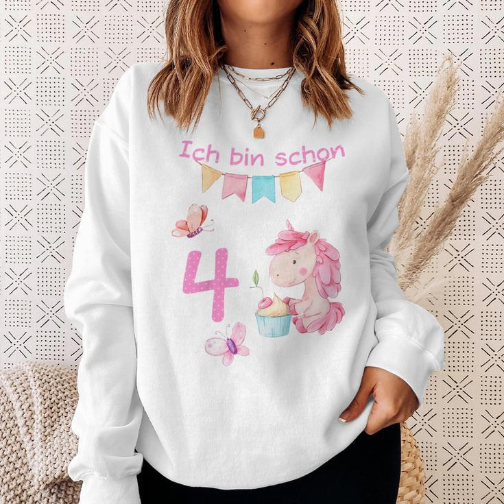 Kinder Mädchen Ich Bin 4 Jahre Alt 4 Geburtstag Einhorn Sweatshirt Geschenke für Sie
