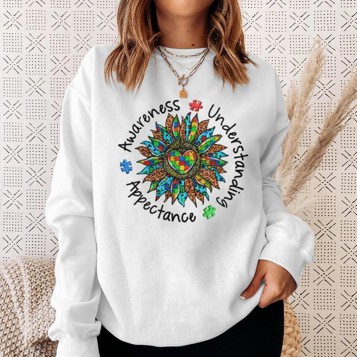 Leopard Sunflower Autism Awareness Plant Lover Neurodiversity Adhd Special Ed Teacher Social Work Sweatshirt Gifts for Her