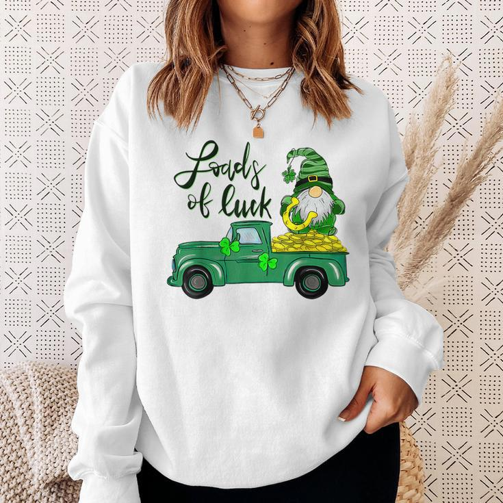 Loads Of Luck Truck Gnome St Patricks Day Shamrock Clover Sweatshirt Gifts for Her