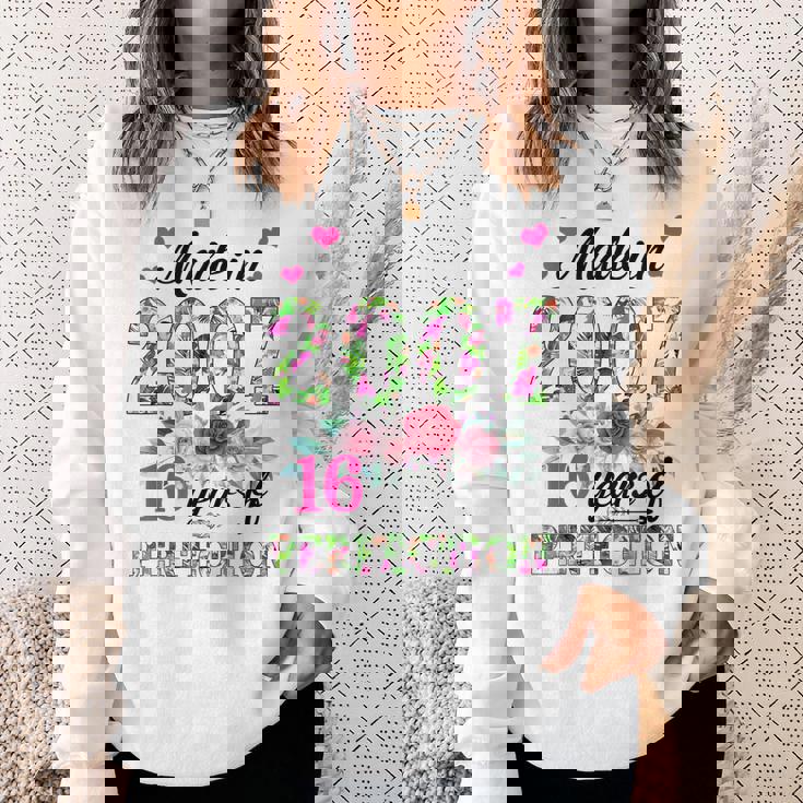 Made In 2007 Floral 16 Year Old 16Th Birthday Gifts Women Sweatshirt Gifts for Her