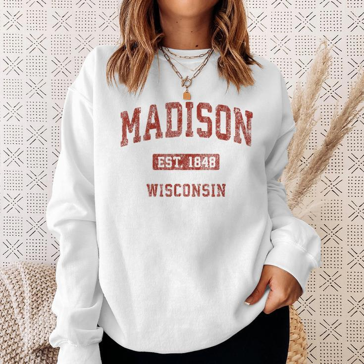 Madison Wisconsin Wi Vintage Athletic Sports Design Sweatshirt Gifts for Her