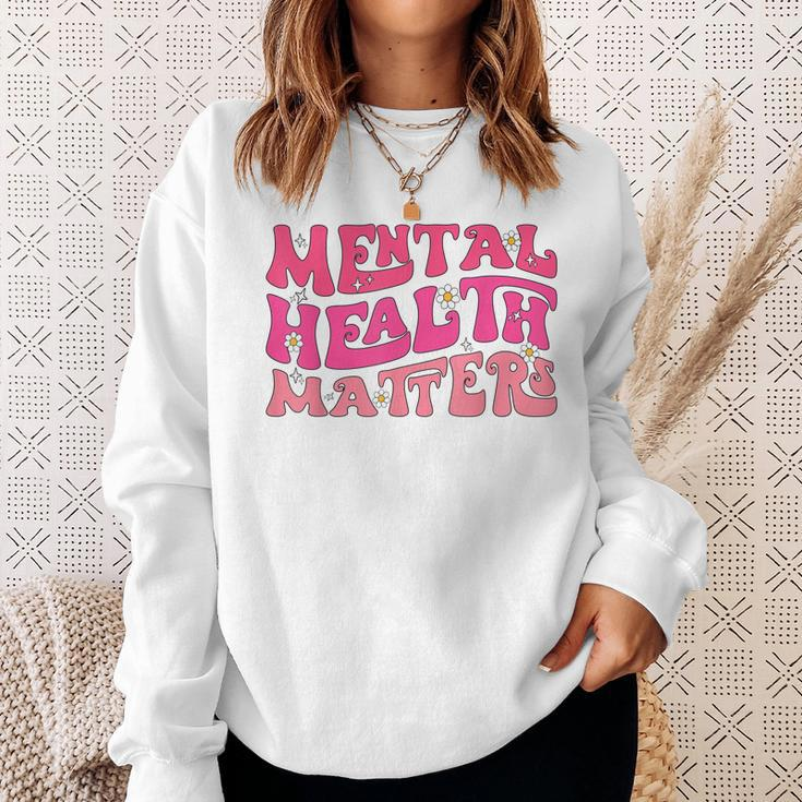 Mental Health Matters Groovy Psychologist Therapy Squad Sweatshirt Gifts for Her