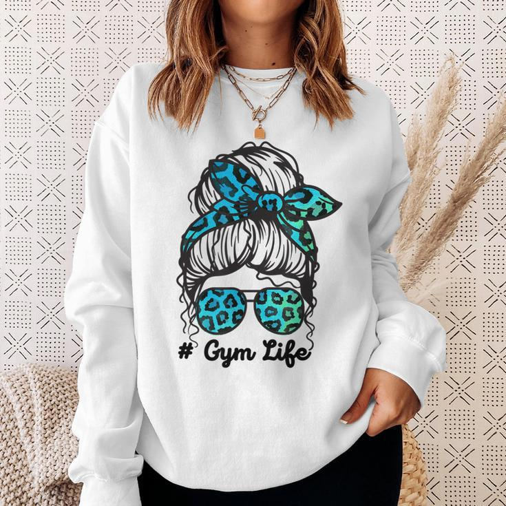 Messy Bum Mom Gym Life Leopard Sweatshirt Gifts for Her