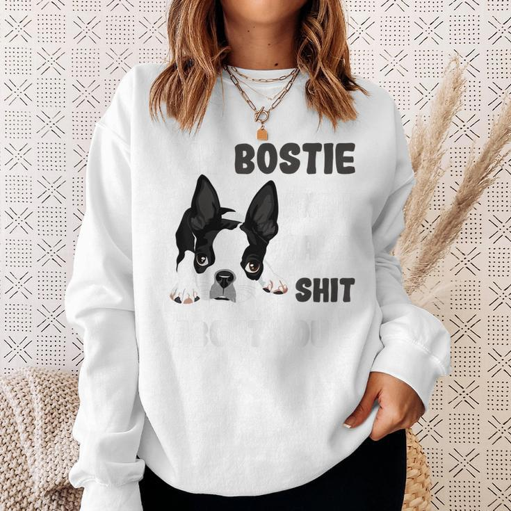 My Bostie & I Talk Shit About You Boston Terrier Dog Sweatshirt Gifts for Her
