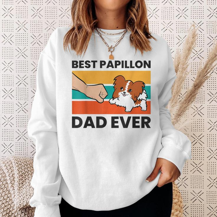 Papillon Dog Owner Best Papillon Dad Ever Sweatshirt Gifts for Her