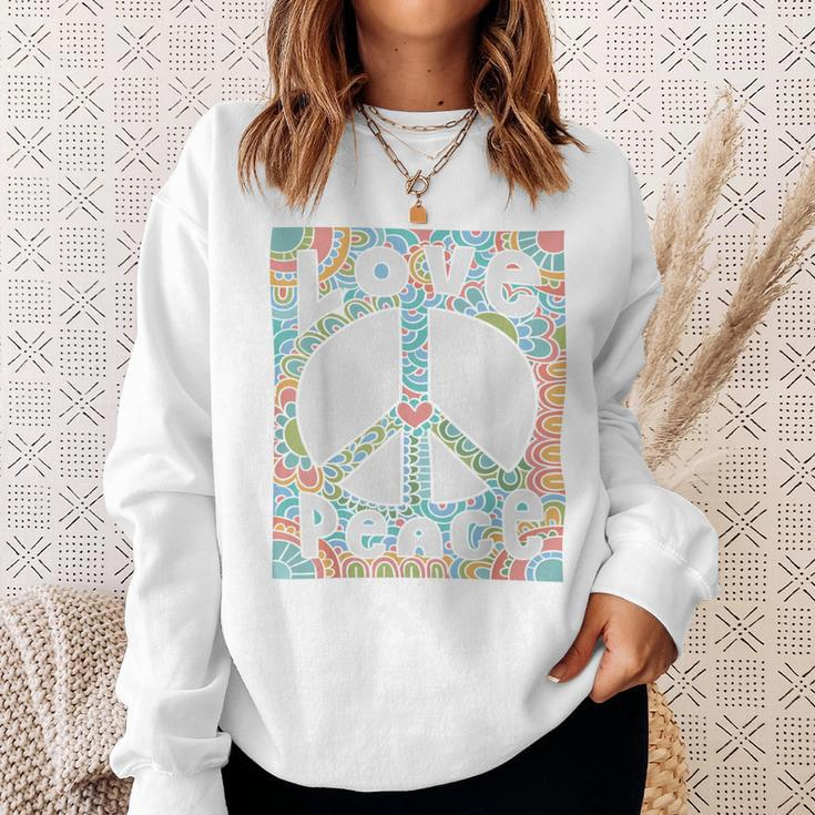Peace Sign Love60S 70S Tie Dye Hippie Costume Sweatshirt Gifts for Her