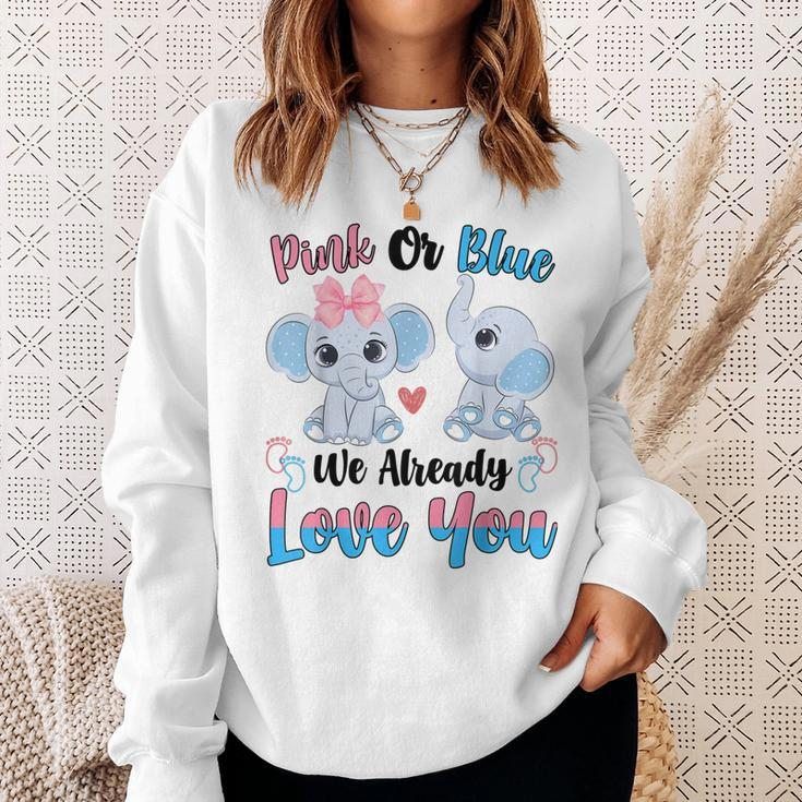 Pink Or Blue We Always Love You Funny Elephant Gender Reveal Sweatshirt Gifts for Her