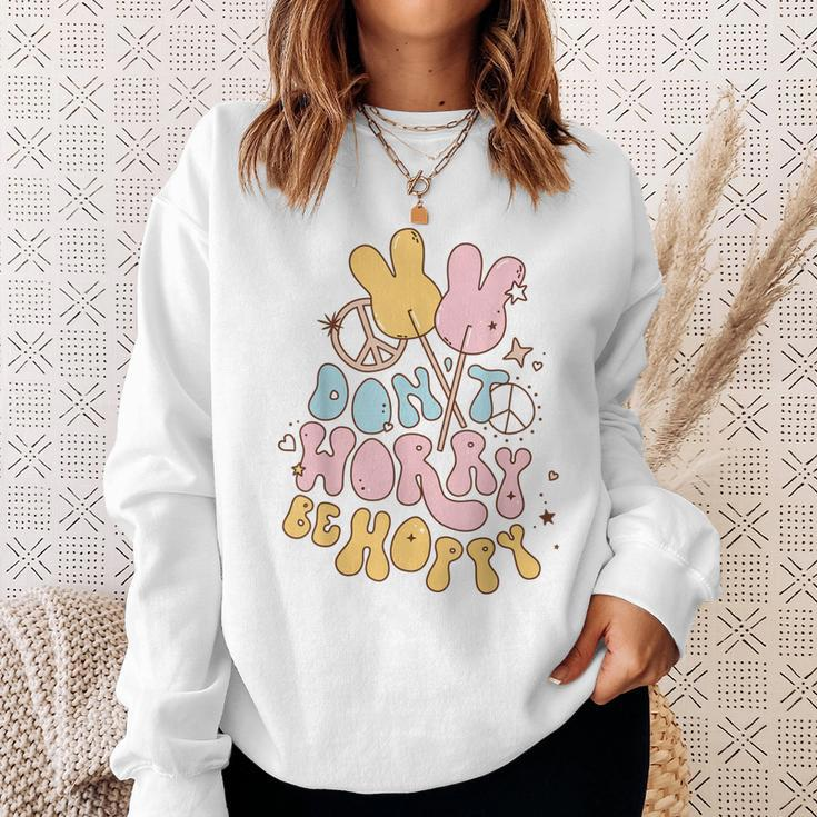 Retro Groovy Easter Bunny Happy Easter Dont Worry Be Hoppy Sweatshirt Gifts for Her