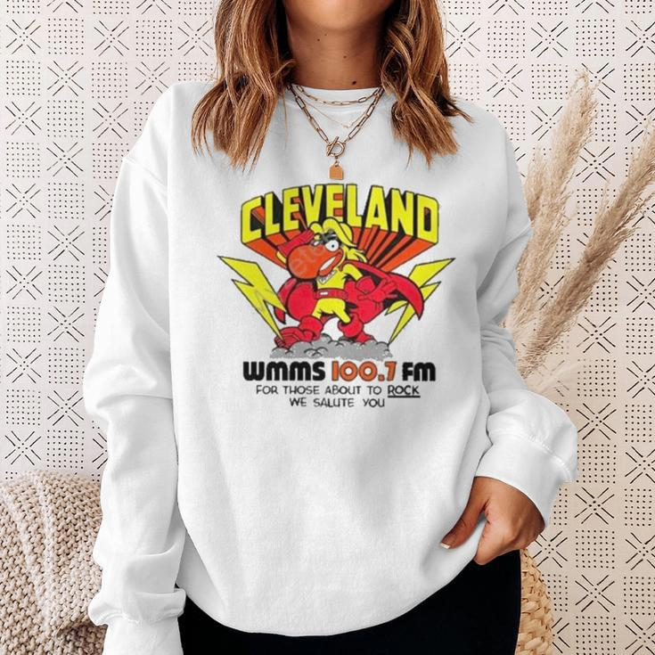 Robbie Fox Wearing Cleveland Wmms Loo7 Fm For Those About To Rock We Salute You Sweatshirt Gifts for Her