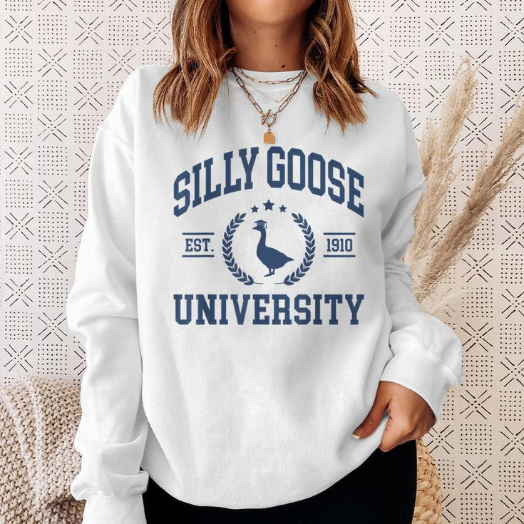 Silly Goose University Funny Goose On The Loose Funny Saying Sweatshirt Gifts for Her