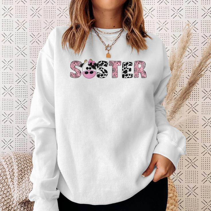 Sister Of The Birthday For Girl Cow Farm Birthday Cow Girls Sweatshirt Gifts for Her
