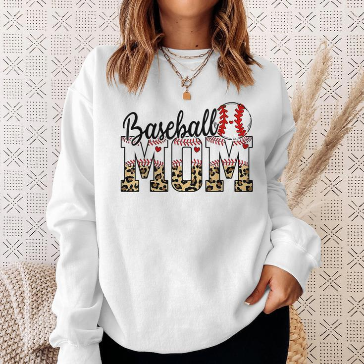 Softball Baseball Mom Leopard Mothers Day Sweatshirt Gifts for Her