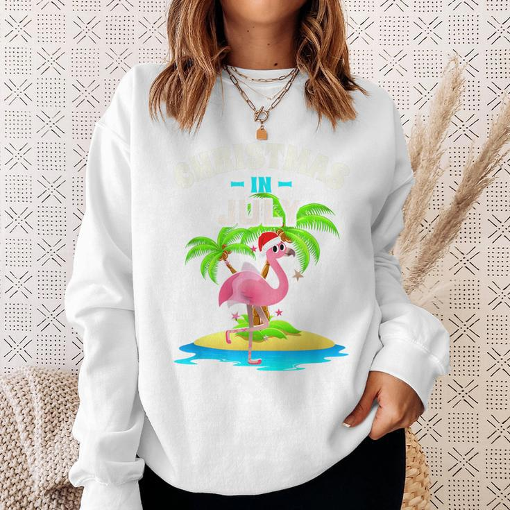 Tropischer Rosa Flamingo Sweatshirt, Hawaii Sommer Niedlich, Weihnachten im Juli Geschenke für Sie