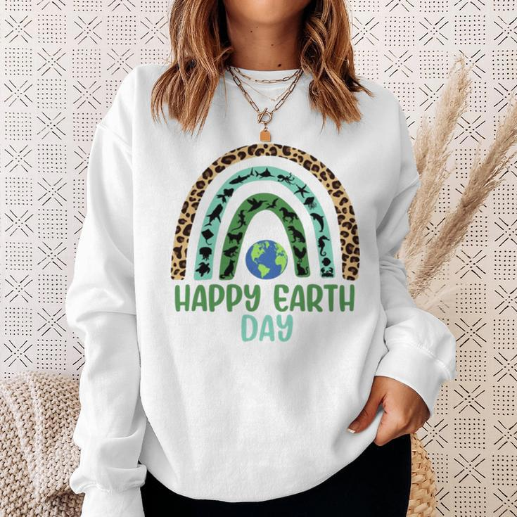 Wild And Sea Animals Happy Earth Day Rainbow Sweatshirt Gifts for Her
