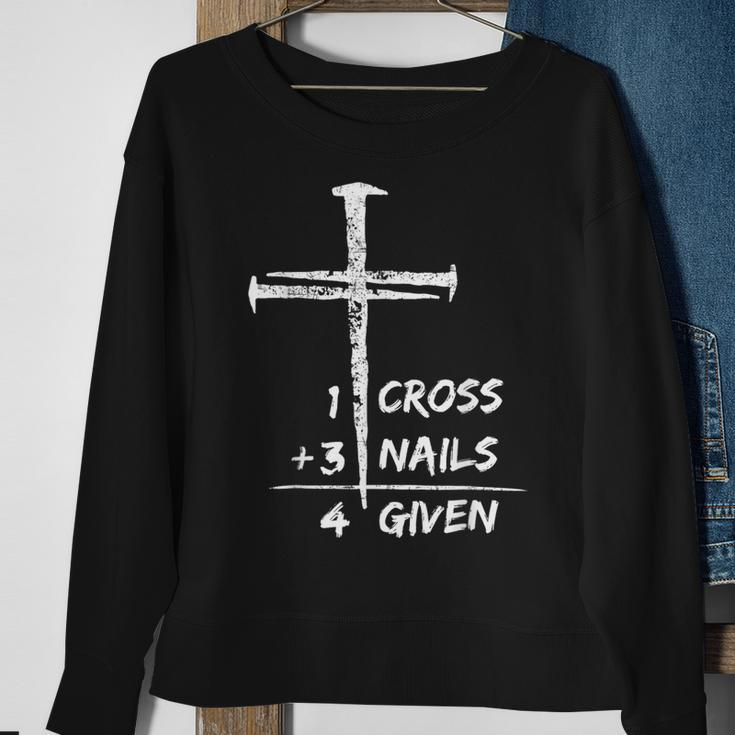 1 Cross 3 Nails Forgiven Christian Happy Easter Day Sweatshirt Gifts for Old Women