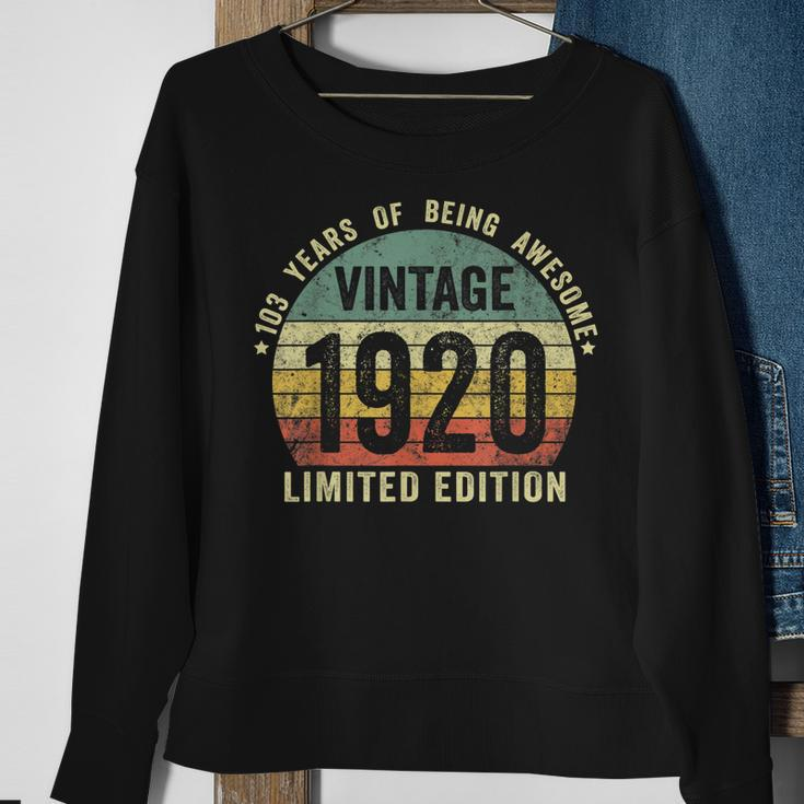 103Rd Birthday 103 Year Old Vintage 1920 Limited Edition Men Women Sweatshirt Graphic Print Unisex Gifts for Old Women