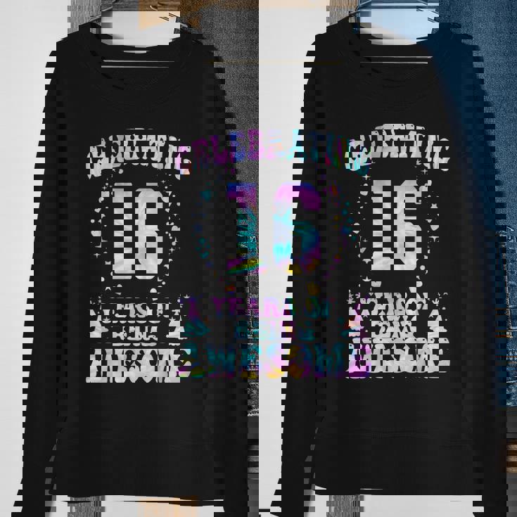16 Years Of Being Awesome 16 Years Old Tie Dye 16Th Birthday Sweatshirt Gifts for Old Women