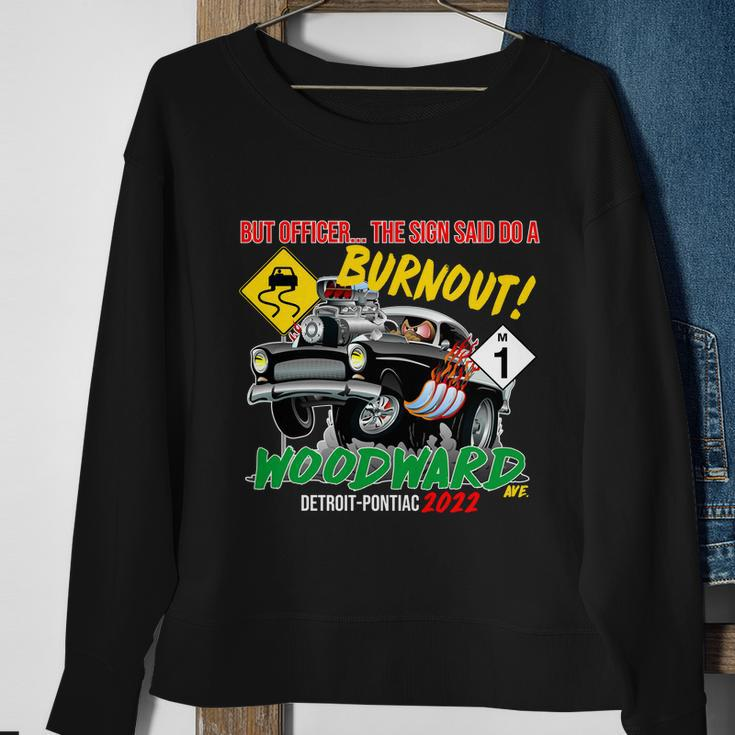 2022 Woodward Cruise Funny Burnout Officer Sweatshirt Gifts for Old Women