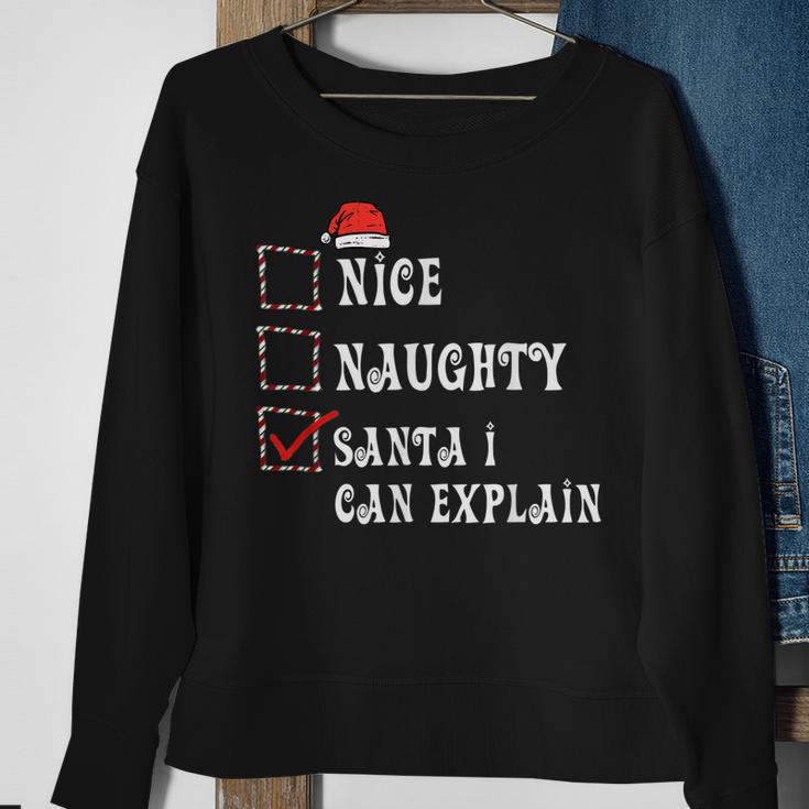 Nice Naughty Santa I Can Explain Pjs Christmas List Santa  Men Women Sweatshirt Graphic Print Unisex