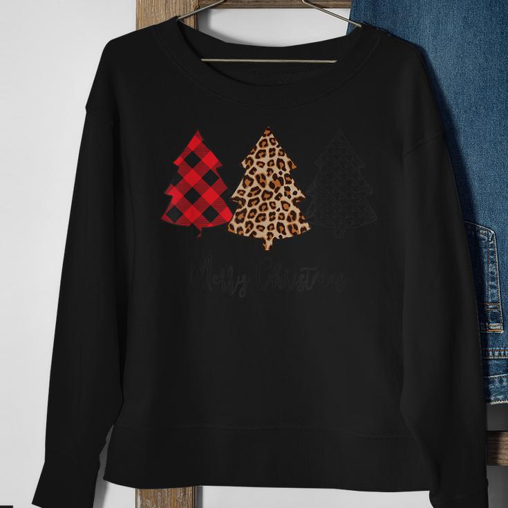 Cute Merry Christmas Tree Plaid And Leopard Top  Men Women Sweatshirt Graphic Print Unisex