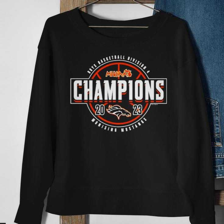 2023 Mhsaa Boys Basketball D4 Champions Munising Mustangs Sweatshirt Gifts for Old Women