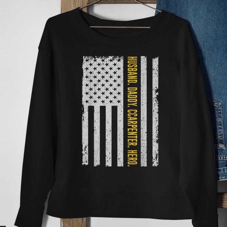 Mens Husband Daddy Carpenter Hero Usa Flag Fathers Day Gifts Sweatshirt