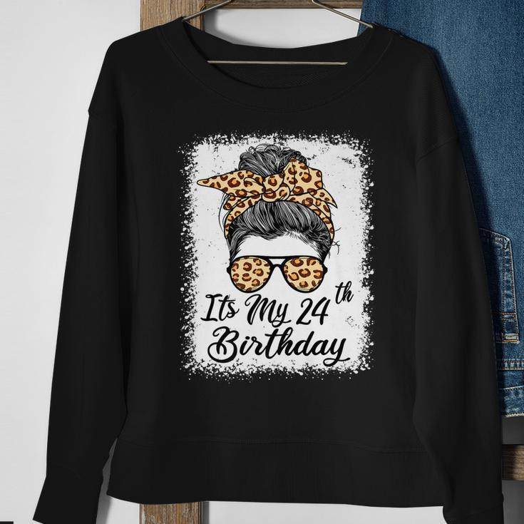 24 Year Old Its My 24Th Birthday Gifts For Her Leopard Women Men Women Sweatshirt Graphic Print Unisex Gifts for Old Women