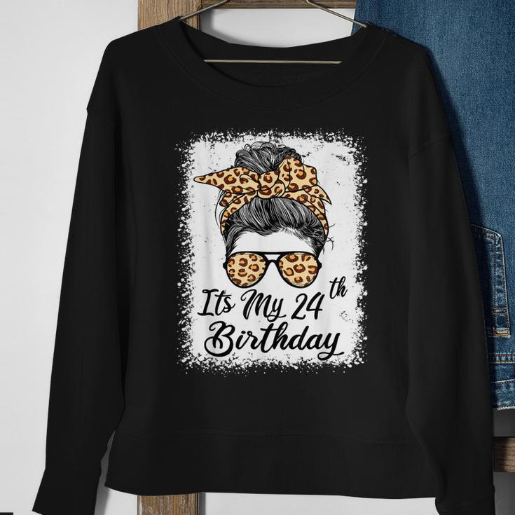 24 Year Old Its My 24Th Birthday Gifts For Her Leopard Women V2 Men Women Sweatshirt Graphic Print Unisex Gifts for Old Women