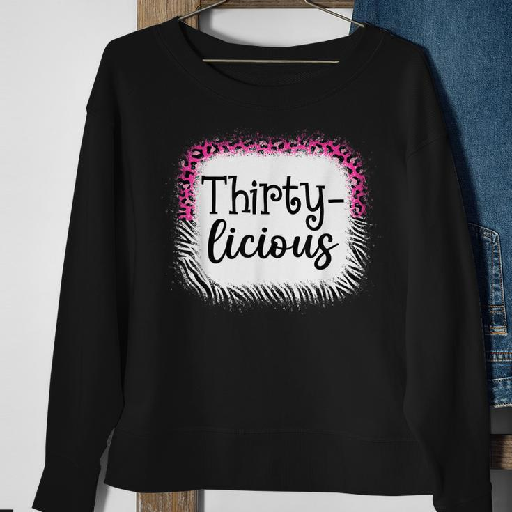 30Th Birthday Thirtylicious Pink Leopard & Zebra Print Sweatshirt Gifts for Old Women