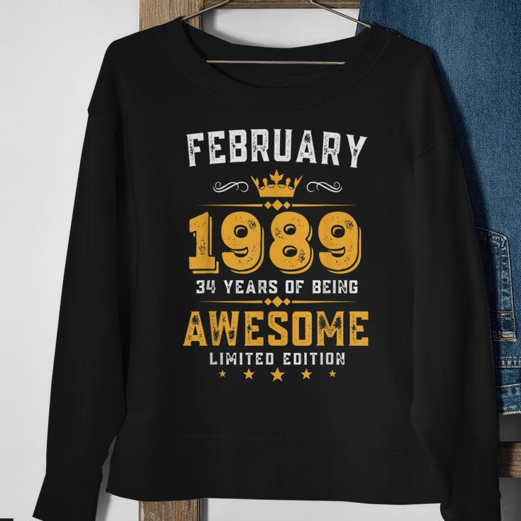 34 Years Old Gifts Vintage February 1989 34Th Birthday Sweatshirt Gifts for Old Women