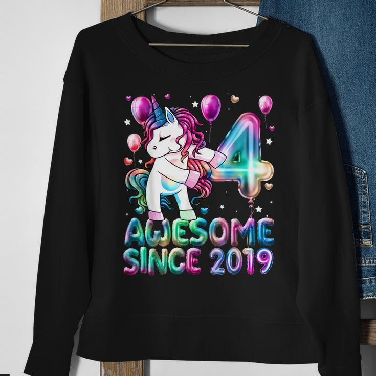 4 Years Old Unicorn Flossing 4Th Birthday Girl Unicorn Party V5 Sweatshirt Gifts for Old Women