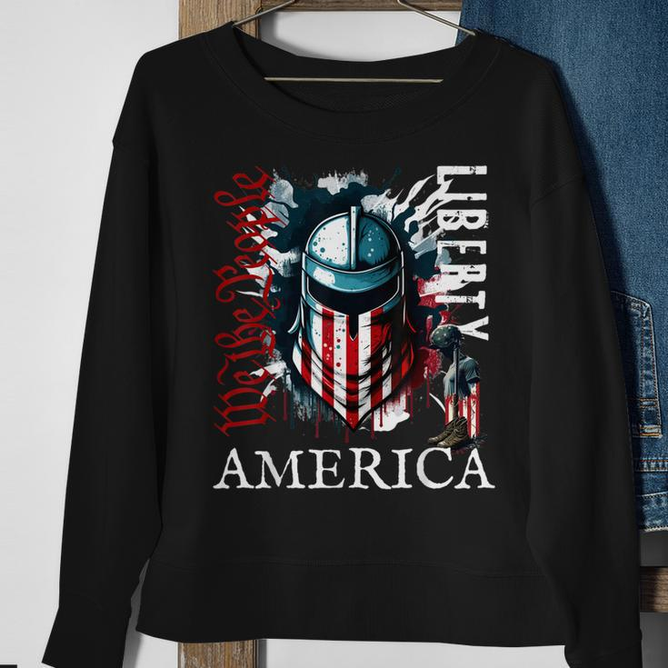 4Th Of July Proud Americans Flag We The PeopleLiberty Sweatshirt Gifts for Old Women