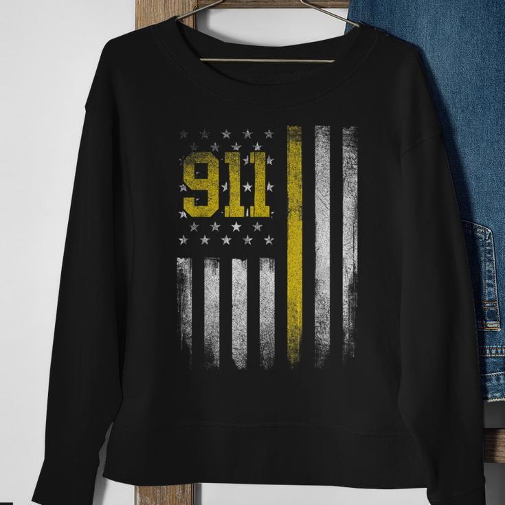 911 Dispatcher - Dispatch Us Flag Police Emergency Responder Sweatshirt Gifts for Old Women