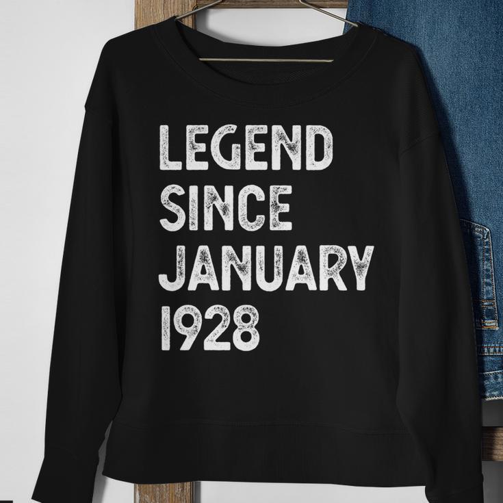 95 Geburtstag Männer Frauen Legende Seit Januar 1928 Langarm Sweatshirt Geschenke für alte Frauen