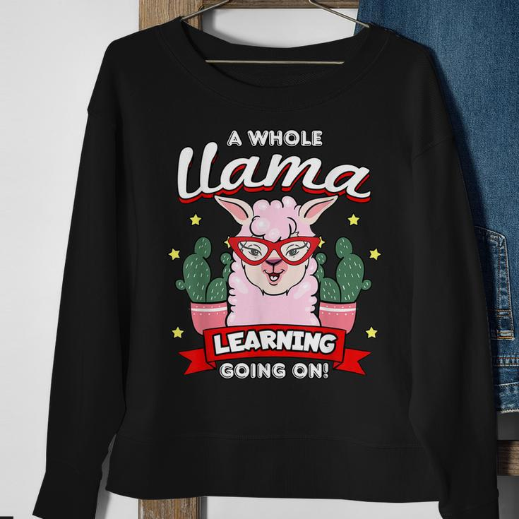 A Whole Llama Learning Going On Cute Teacher Men Women Sweatshirt Graphic Print Unisex Gifts for Old Women