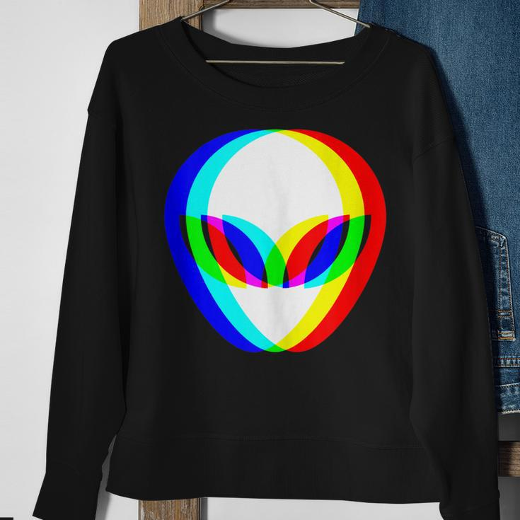 Alien Head Trippy Vaporwave Techno Rave Edm Music Festival Sweatshirt Gifts for Old Women