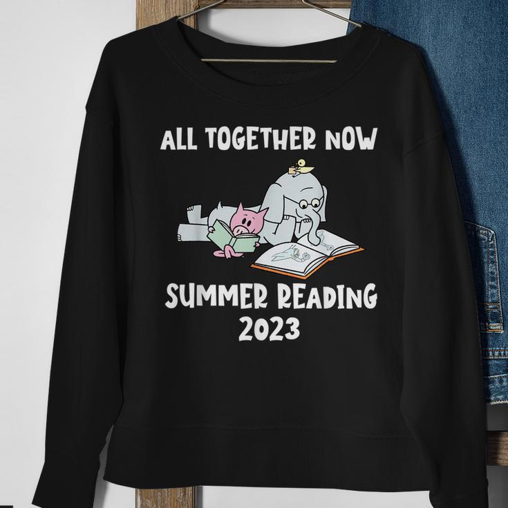 All Together Now Summer Reading Program 2023 Pig Elephant Sweatshirt Gifts for Old Women