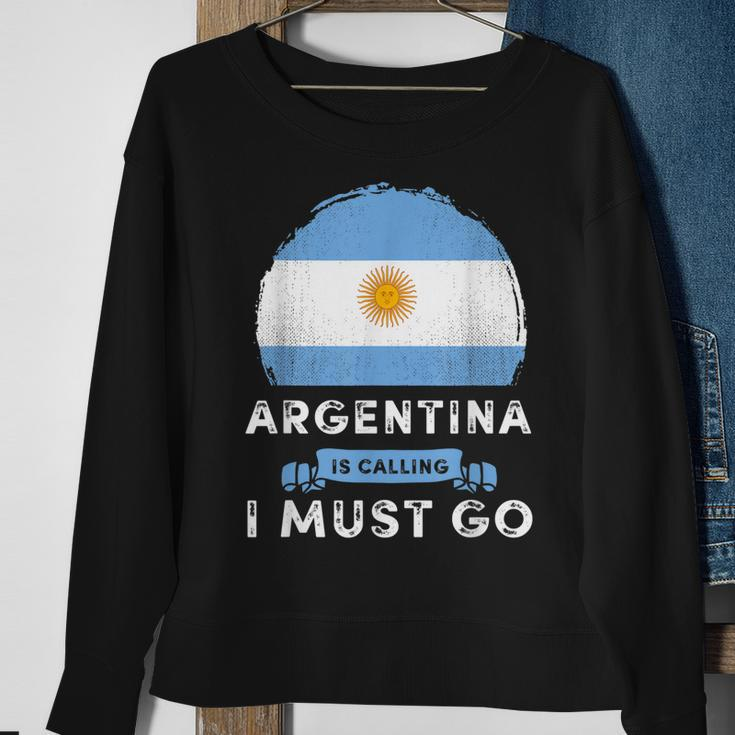 Argentina Is Calling I Must Go Argentina Country Map Flag Men Women Sweatshirt Graphic Print Unisex Gifts for Old Women