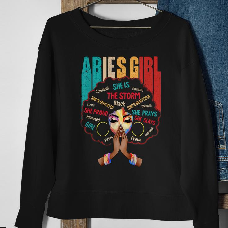 Aries Girl She Slays & Prays March April Birthday Queens Sweatshirt Gifts for Old Women