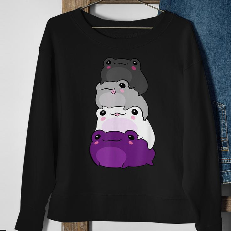 Asexual Flag Color Frog Subtle Queer Pride Lgbtq Aesthetic Sweatshirt Gifts for Old Women