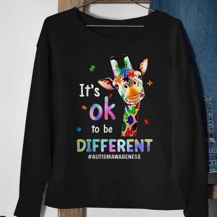 Autism Awareness Acceptance Giraffe Its Ok To Be Different Sweatshirt Gifts for Old Women
