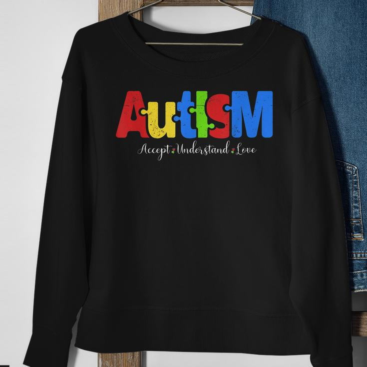 Autism Puzzle Accept Understand Love Autism Awareness Sweatshirt Gifts for Old Women