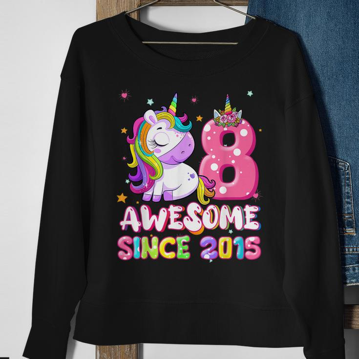 Awesome Since 2015 Dabbing Unicorn 8Th Birthday Gift Girls Sweatshirt Gifts for Old Women