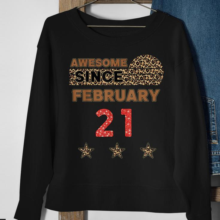 Awesome Since 21. Februar Sweatshirt, Leopardenmuster Vintage Geburtstag Geschenke für alte Frauen
