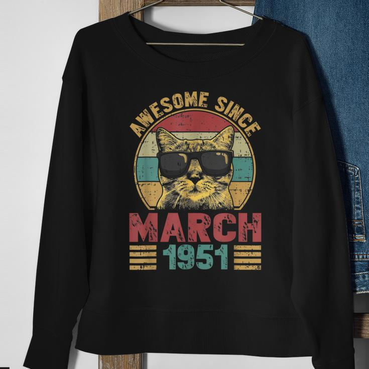 Awesome Since March 1951 72 Years Old Gifts Cat Lovers Sweatshirt Gifts for Old Women