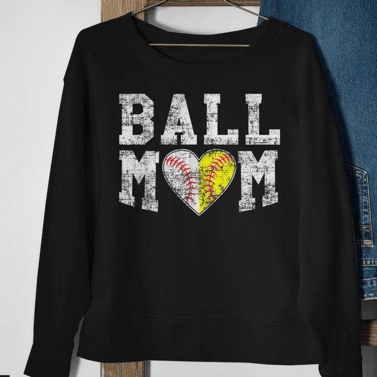 Ball Mom Baseball Softball Heart Sport Lover Funny V2 Sweatshirt Gifts for Old Women