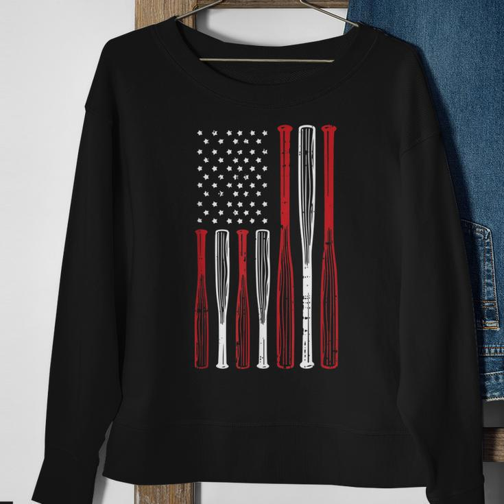 Baseball 4Th Of July American Flag Patriotic Sports Player Sweatshirt Gifts for Old Women