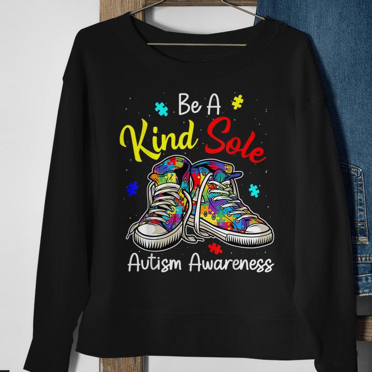 Be A Kind Sole Autism Awareness Puzzle Shoes Be Kind Gifts Sweatshirt Gifts for Old Women