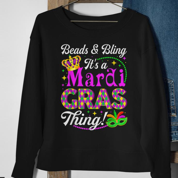 Beads & Bling Its A Mardi Gras Thing Party Mask Beads Sweatshirt Gifts for Old Women