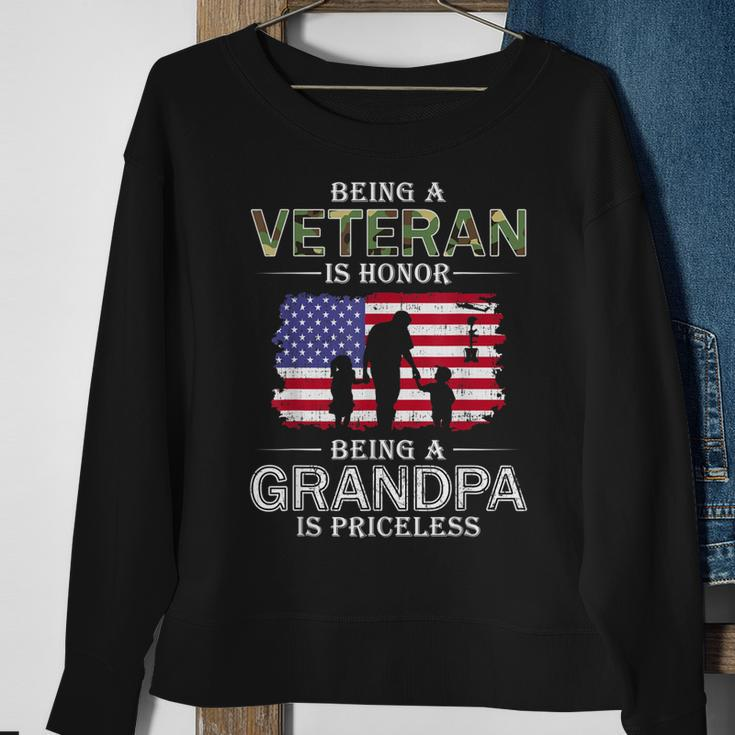 Being A Veteran Is Honor Grandpa Is Priceless-Proud Grandpa Men Women Sweatshirt Graphic Print Unisex Gifts for Old Women